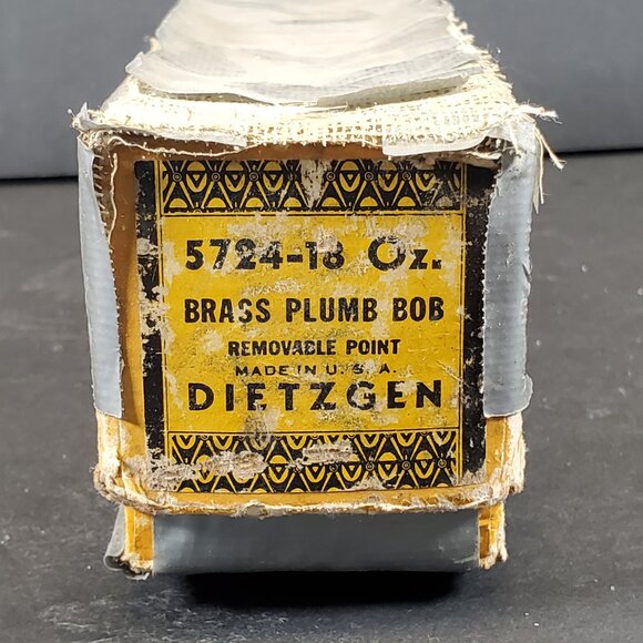Vintage Dietzgen Brass Plumb Bob 5724S-18 Ounce Tool with Original Box & Steel P - Picture 3 of 13